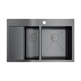 Мойка кухонная Omoikiri Akisame 78-2-GM-R нерж.сталь, вороненая сталь